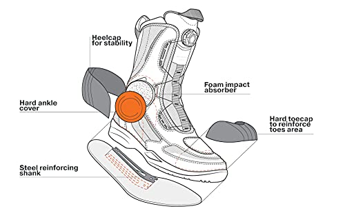 Shima Strato Lady Motorcycle Boots For Women - Vented, Reinforced Lightweight Long Biker Riding Boots With Atop Fast-Closure System, Ankle Protection, Non-Slip Sole, Reflective Panels (Black, 5,5)