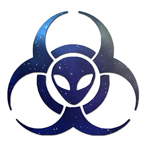 Alien Biohazard Symbol - Vinyl Decal Sticker - 6'' x 5.75'' - Galaxy