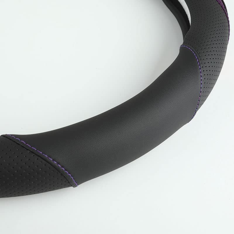 Car Steering Wheel Cover, Leather Steering Wheel Cover Purple Universal 14.5-15 Inch Microfiber Leather Anti-Slip Breathable Aut