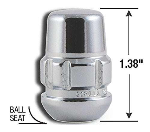 Gorilla Automotive Products 38431Xl Chrome Wheel Lock, Set Of 4 (Seat 12Mm X 1.50 Thread Size)