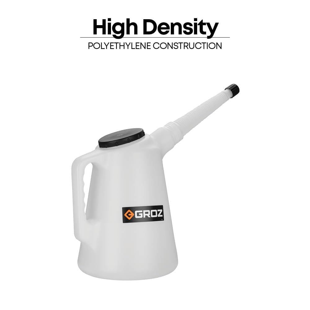 Groz 6-Liter High Density Graduated Measuring Container | Flexible Spout (41881)