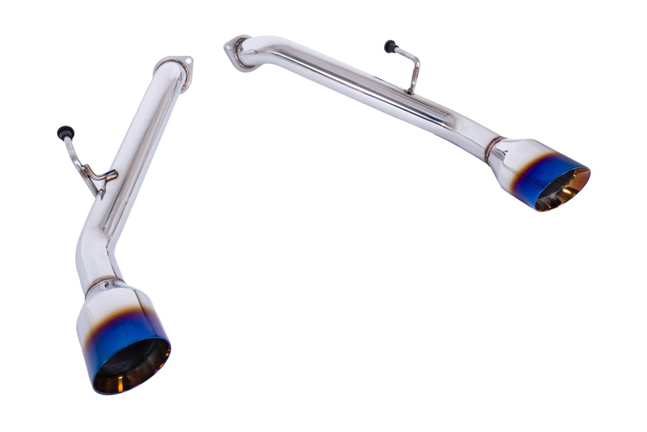 Replacement For 2014-Present Infiniti Q50 Stainless Steel Polished Silver Muffler Axle Back 4' Double Wall Dual Burnt Tips Exhaust