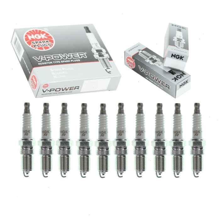 10 pc NGK V-Power Spark Plugs compatible with Ford F-250 Super Duty 6.8L V10 1999-2004