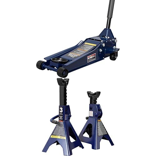 Tce At84007U Torin Hydraulic Low Profile Service/Floor Jack With Dual Piston Quick Lift Pump, 4 Ton (8,000 Lb) Capacity, Blue