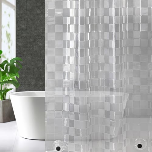 Zemahome Thin 3D Eva Shower Curtain Liner Ice Cube, 72X72 Premium Light Weight Clear Plastic Bathroom Shower Curtain With Rustproof Metal Grommets 3 Magnets For Shower Stall, Bathtubs