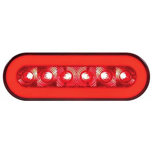 United Pacific (2) '' Halo Red 22 Led 6'' Oval Trailer Truck Stop Turn Brake Tail Light Kits