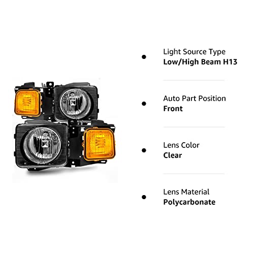 Acanii - For 2006-2010 Hummer H3 H3T Headlights Headlamps Aftermarket Driver + Passenger Side 06-10 Pair