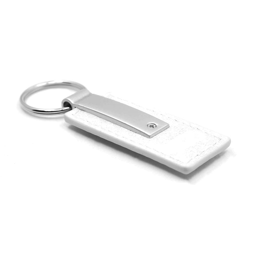 Chrysler White Carbon Fiber Texture Leather Key Chain