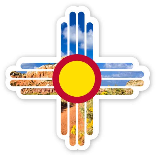 Squiddy New Mexico Sun Symbol Zia Red Rocks - Vinyl Sticker Decal for Phone, Laptop, Water Bottle (3 high)