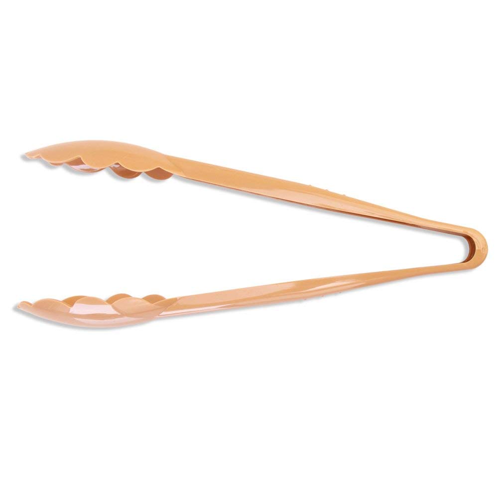 New Star Foodservice 35629 Utility Tong, High Heat Plastic, Scalloped, 9 Inch, Set Of 12, Beige