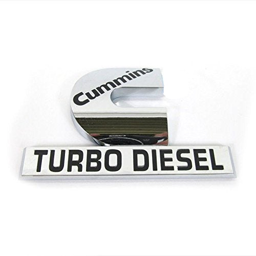 Yoaoo 2Pack Compatible With Cummins Turbo Emblem Badge High Output 2500 3500 Emblem Glossy Chrome 4.5'' By 2.9'' Inches