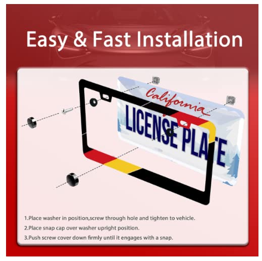 German Flag Germany Personalise License Plate Frame Car License Plate Stainless Steel Accessory License Plate Decorative with 2