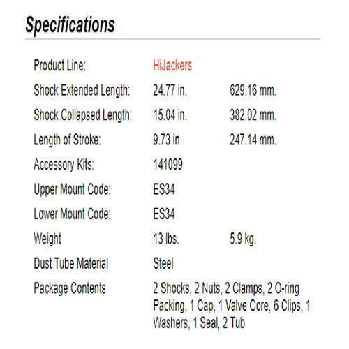 Gabriel HiJackers 49235 Rear Americas best-known air-adjustable shock absorber (2 Pcs) for Select Cadillac; Chevrolet; Dodge; GM