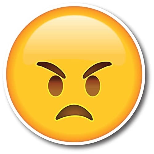 Magnet Me Up Angry Face Emoticon Magnet Decal, 5 Inch Round, Cute Self-Expression Decorative Magnet For Car, Truck, Suv, Or Any