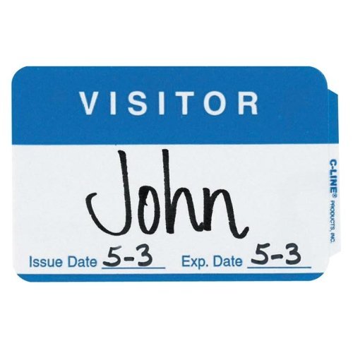Wholesale Case Of 25 - C-Line Adhesive Visitor Name Badges-Visitor Name Badge, 3-1/2''X2-1/4'', 100/Bx, Blue