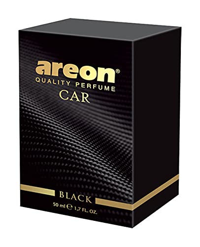 Areon Car Perfume 1.7 Fl Oz. (50Ml) Glass Bottle Cologne Air Freshener For Cars, Black
