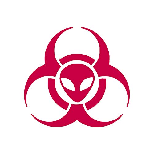 Alien Biohazard Symbol - Vinyl Decal Sticker - 4'' x 3.75'' - Red