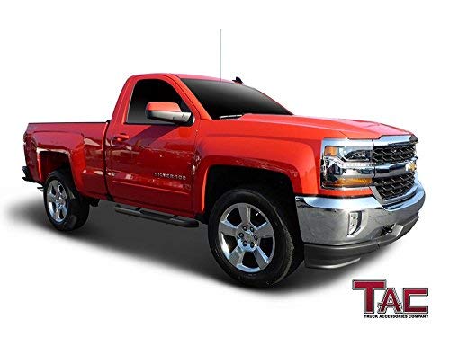 Tac Side Steps Running Boards Fit 1999-2018 Chevy Silverado/Gmc Sierra 1500 Regular Cab|1999-2019 Silverado/Sierra 2500/3500 Regular Cab (Exclude C/K Classic) 3' Step Rails Side Bars Nerf Bars