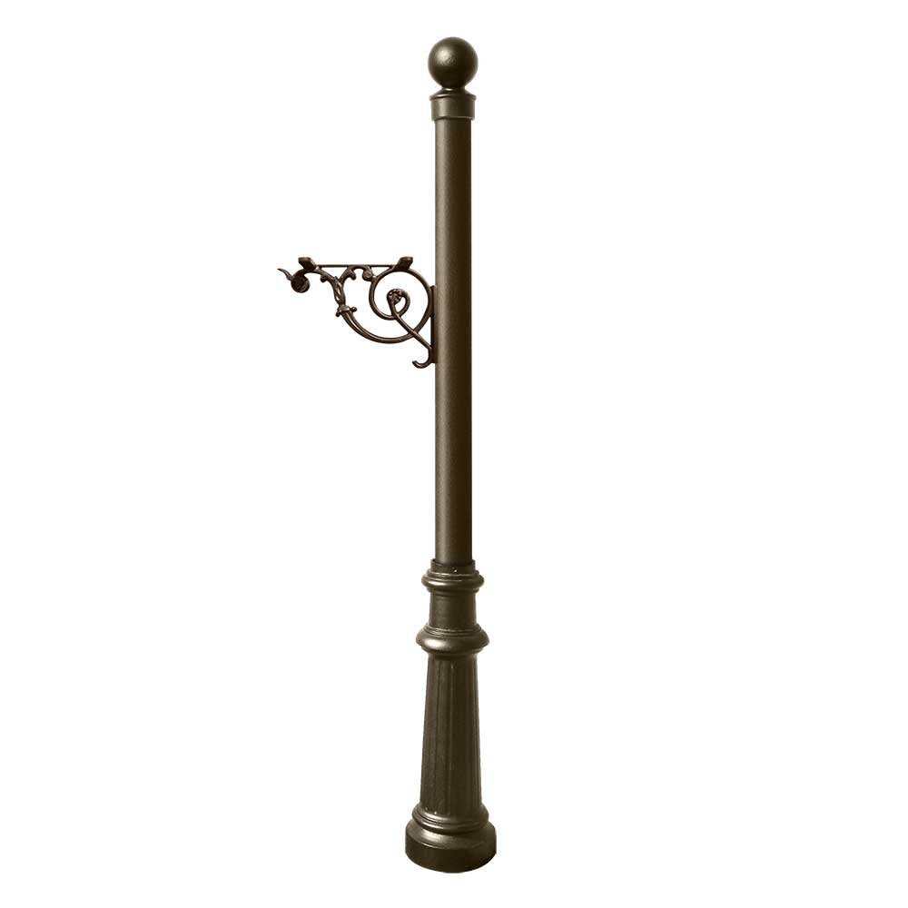 Lewiston Rust Free Cast Aluminum Fluted Post with Ball Finial for Mailboxes, Ships in 2 boxes