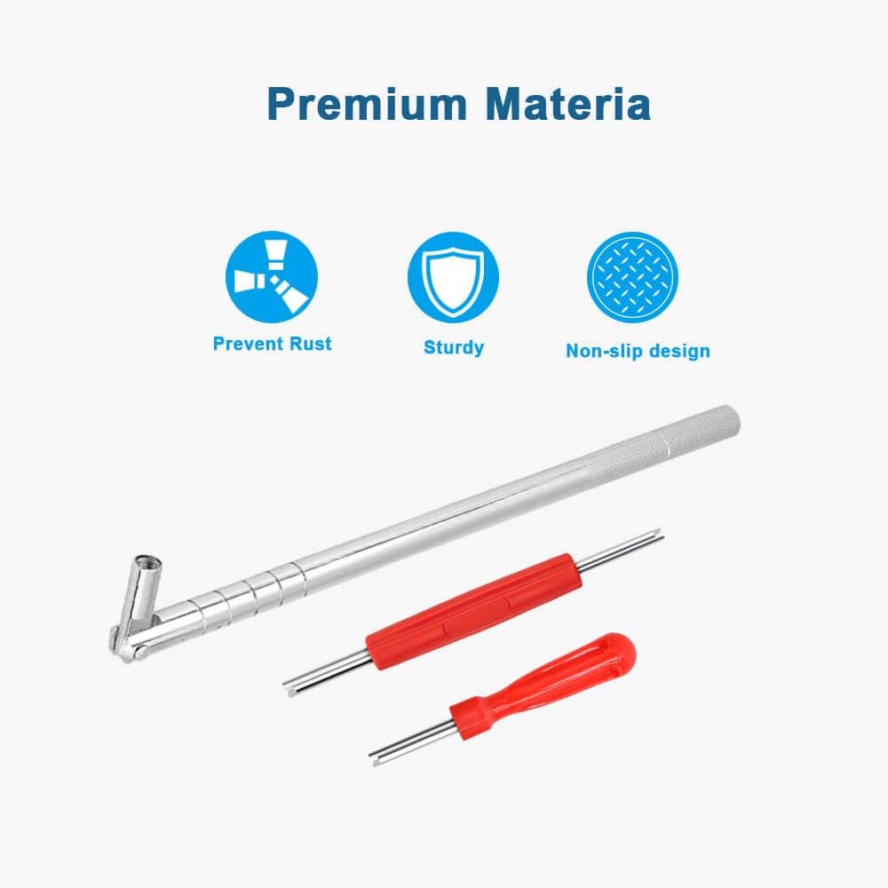 Riseuvo Valve Stem Puller Installer Tool - 10Pcs Tr412, 6Pcs Tr413, 6Pcs Tr414 Tire Snap In Short Rubber Valve Stem, 4 Way Valve Core Remover, Single Head Tire Valve Core Remover Installer Tool