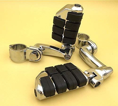 XKH Chrome Large Footpegs Mounting Kit for GoldWing, VTX1300, Shadow, Valkyrie, Road Glide - Fits 1" (25mm) Engine Guard Frame Tubes