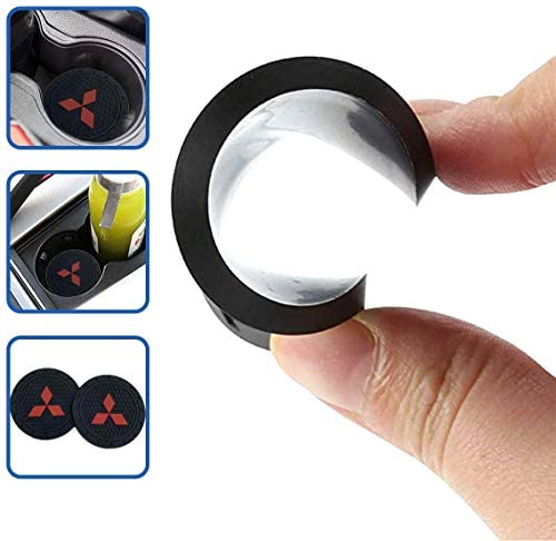 Jdclubs 2.75 Inch Diameter Oval Tough Car Logo Vehicle Travel Auto Cup Holder Insert Coaster Can 2 Pcs Pack (Fit Mitsubishi)