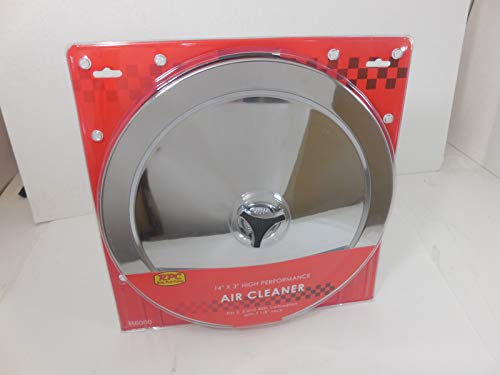 Racing Power Company Air Cleaner Assembly, Muscle Car, 14 in Round, 3 in Element, 5-1/8 in Carb Flange, Flat Base, Steel, Chrome