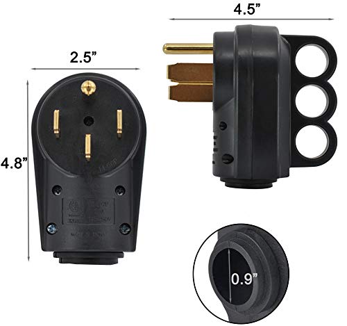 50 Amp Rv Male And Female Plug Kit With 14-50P And 14-50R Universal Plug And Receptacle, 125V/250V Heavy-Duty Electrical Plug Fo