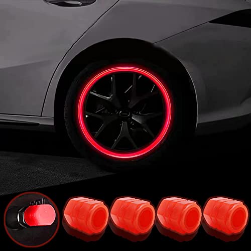 Vinsh Enterprise Car/Bike Wheel Tire Rim Air Valve Cap Radium Tyre Air Caps Cover Glow Radium Light Resistant Tire Pressure Caps