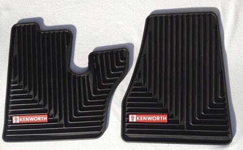 Kenworth OEM Floor Mats for T440 470 600 660 800 W900 - Black Rubber w/Red Logo Fits 2006-2021 (See Years Below)
