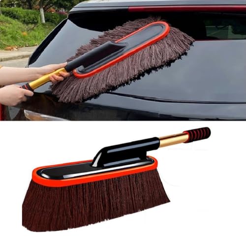 Detachi Car Duster Microfiber Car Cleaning Brush Super Soft Microfiber Duster With Extendable And Wax Treated Cotton Strands Car