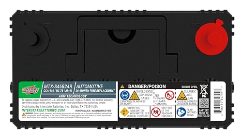 Interstate Batteries Group S46B24R AGM Car Battery Replacement (MTX-S46B24R) 12V, 410 CCA, 36 Month Warranty, Replacement Automo