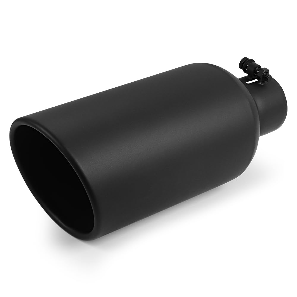 A-KARCK Exhaust Tip 3'' Inlet to 6'' Outlet, 15'' Overall Length Black Coating Bolt On Exhaust Tailpipe Tip Protect Tailpipe