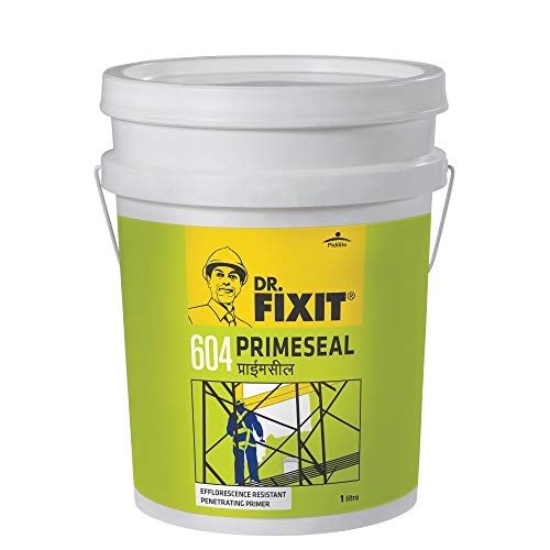 Dr. Fixit 604 Primeseal External Wall Waterproofing Coat, White Matte Finish 1 Litre, Primer For External Surfaces, Wall Coating
