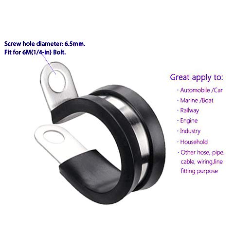 3/8 Fuel Line Tubing Mounting Clamps Stainless Steel Cable Clamp Hardware Rubber Cushioned Insulated Metal Clamp Tube Holder for