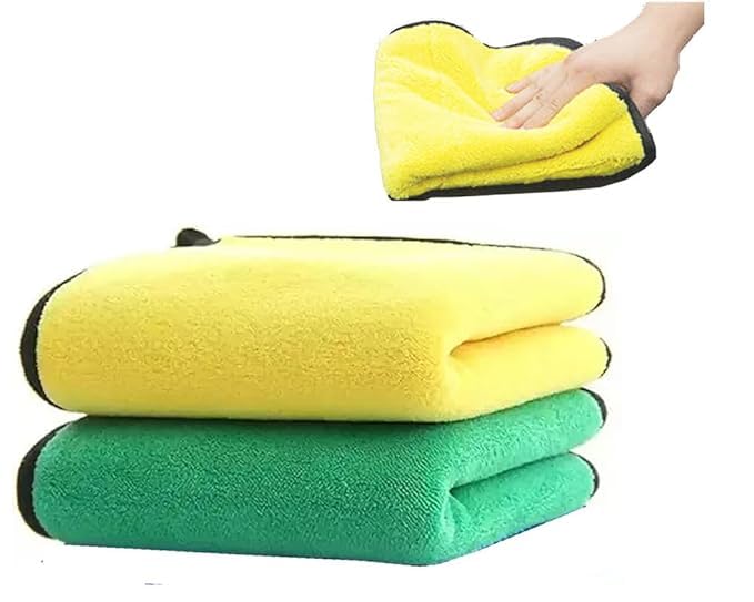 GIGGLE GOODS Heavy Microfiber Car Cleaning Cloth 500 GSM | Double Sided, LintFree, ScratchFree Detailing Towel | Extra Thick P