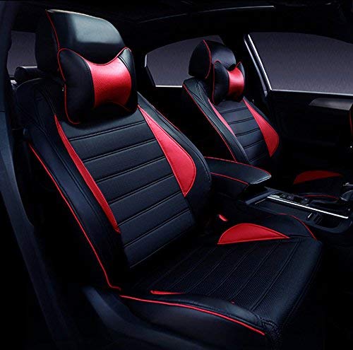 3D FRONTLINE Platinum Series Black Red PU Leather Car Seat Cover Compatible with Renault Kiger