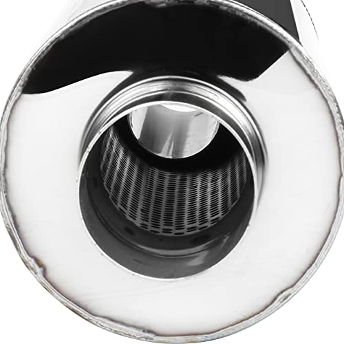 Spec-D Tuning Universal 4&quot; Slant Tip Fireball Style Racing Exhaust Muffler Stainless Steel +HP