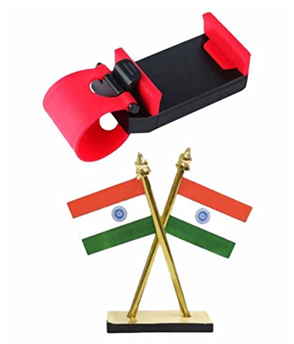 Spedy Multicolour Indian Flag for Car Dashboard with Steering Mobile Holder_SKUspflagl21