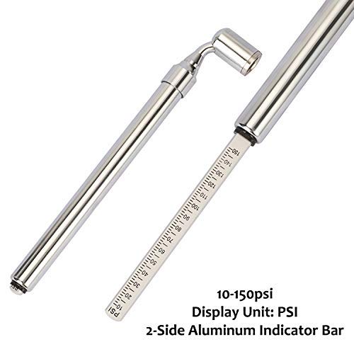 Measureman Heavy Duty Large Bore Dual Head Truck Tire Gauge, 360 Swivel Chuck, Solid Brass Body, Aluminum Slide,Range 10-150psi