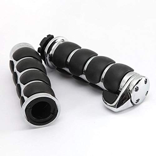 INNOGLOW Motorcycle Hand Grips 1' Universal Non-Slip Handgrips Handlebar Grips with Throttle Assist Chrome Black Aluminum Rubber for Harley Kawasiki Suzuki Cruisers