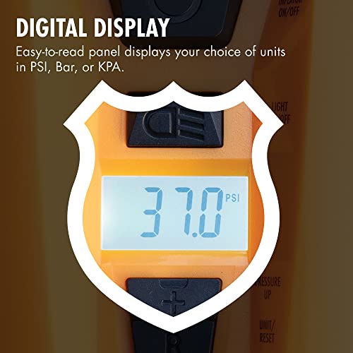 Wagan EL7302 12V DC Digital Set Air Compressor 120 PSI with LED Work Light Portable Tire Inflator Air Pump for Car, Trucks, Motorcycles and Other Inflatables