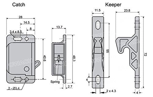 4 Pack Owach Grabber Catch 5Lbs Rv Drawer Latch (Cl-308) For Rv Motorhome Trailer Camper Marine Boat Cabinet Door Replacement Southco C3-805 (5 Lbs, Black, 4 Pack)