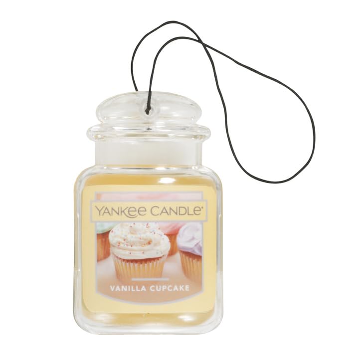 Yankee Candle Car Air Fresheners, Hanging Car Jar Ultimate 3-Pack, Neutralizes Odors Up To 30 Days, Includes: 1 Vanilla Cupcake,