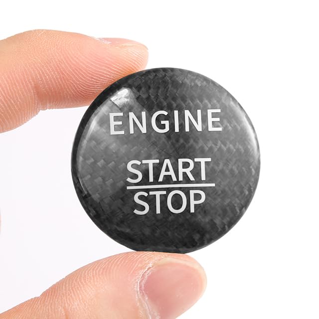 BINB ROAD Engine Start Stop Push Button Cover Trim Carbon Fiber Compatible with Mercedes Benz A220 C300 GLC300 GLA250,Black