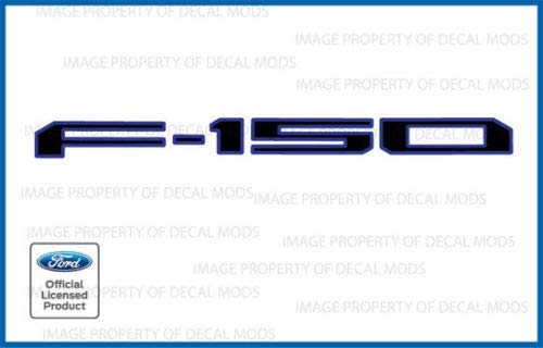 Decal Mods Tailgate (Thin) Decals Stickers (Thin) Letters Kit Insert Blue Indent Inlay For Ford F150 (2018-2020) (Blue Outline -