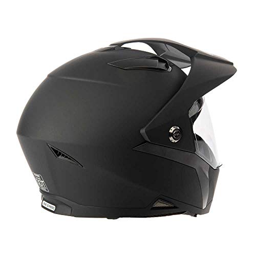 Mmg Helmet Dual Sport Off Road Motorcycle Dirt Bike Atv - Flipup Visor - Model 23 (Large, Black Matte)