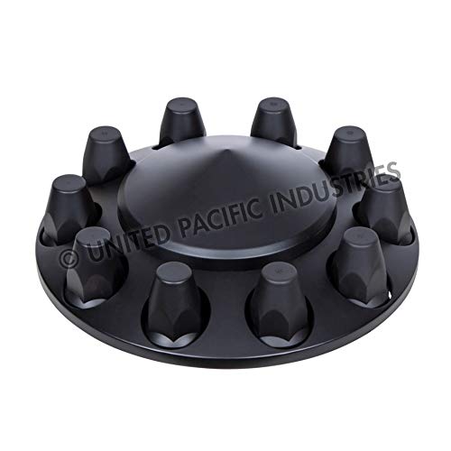 United Pacific 10339 - Axle Hub Cover - Matte Black Pointed Front Axle Cover With 33Mm Thread-On Nut Cover
