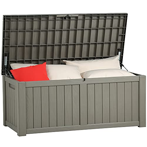 Yitahome 120 Gallon Outdoor Storage Deck Box, Large Resin Patio Storage For Outdoor Pillows, Garden Tools And Pool Supplies, Wat