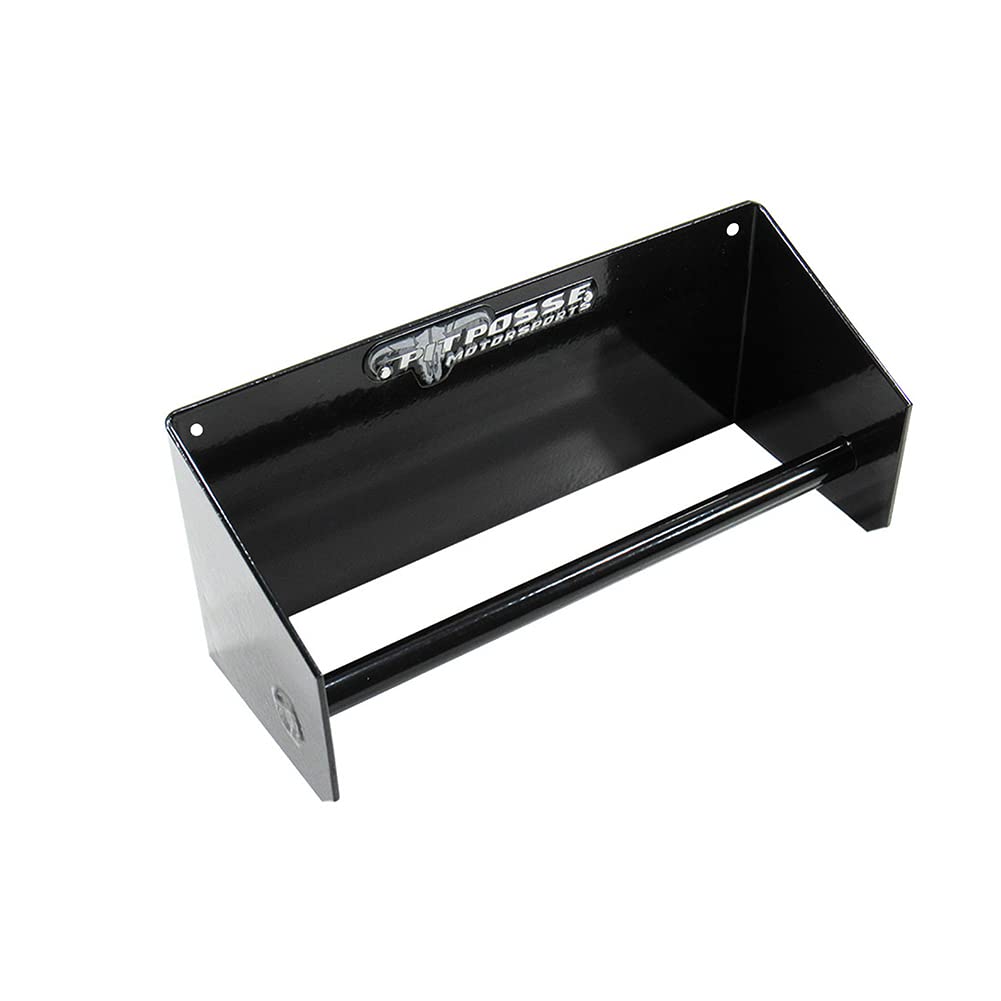 Pit Posse 442BK Ratchet Strap Tie Down Hangers Garage Trailer Storage Organizers -Set of 2 -Made in USA- Powder Coated Black Aluminum Junior Rack Holder-Race Car Enclosed Trailer